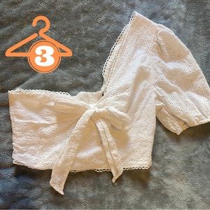 One Shoulder Keyhole Crop Top with Bow, Size Small